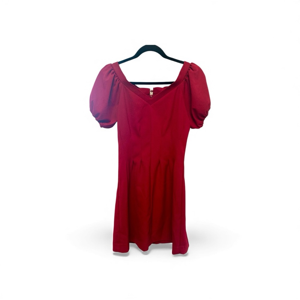 Sleek & Stylish Red Puff Sleeve Mini Dress Small